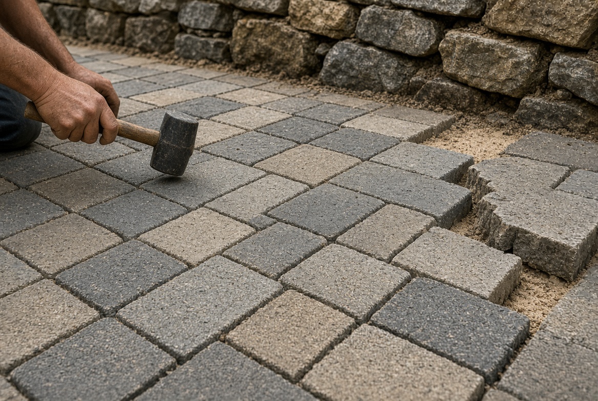 Stone paver patio and walk installed in Central Ohio